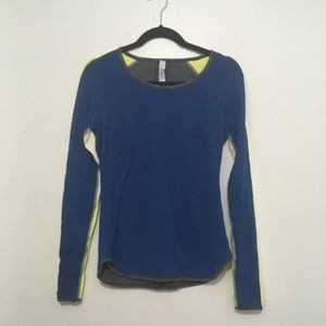 LULULEMON BLUE YELLOW REVERSIBLE LONG SLEEVED TOP